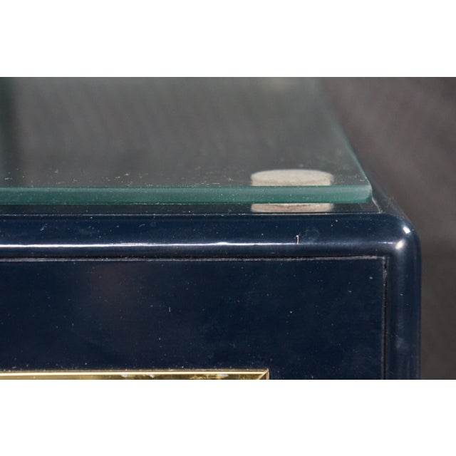 Navy Blue 2 Mid Century John Stuart Navy Blue Lacquer Nightstands Bedside Chests MCM Pair For Sale - Image 8 of 18