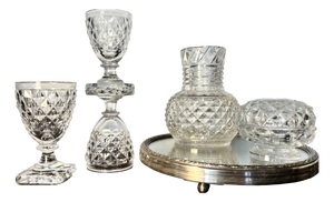 Pointed Diamond Vase, Glasses and Powder Box from Montcenis, Early 19th Century, Set of 5
