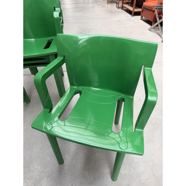 Model 4870 Armchairs in Green ABS by Anna Castelli Ferrieri for Kartell, 1980, Set of 4 For Sale - Image 6 of 9