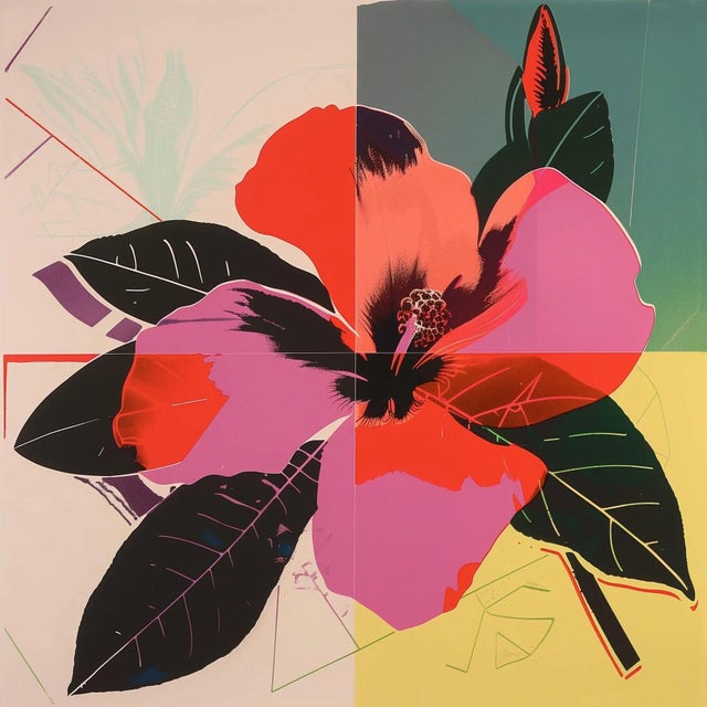 2020s Set of 4 - Art Wall Installation 40' X 40' - 'Pop Art Flowers' #7 - Limited Edition Botanical Photograph Print in the Style of Andy Warhol For Sale - Image 5 of 9