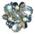 Vintage 1950s Blue Carved Art Glass Brooch For Sale