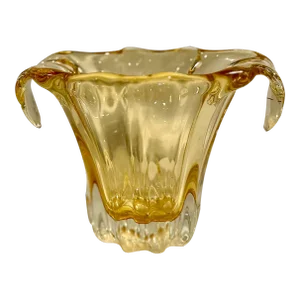 Vintage Murano Vase Gold Handled Decorative Art Glass Vase