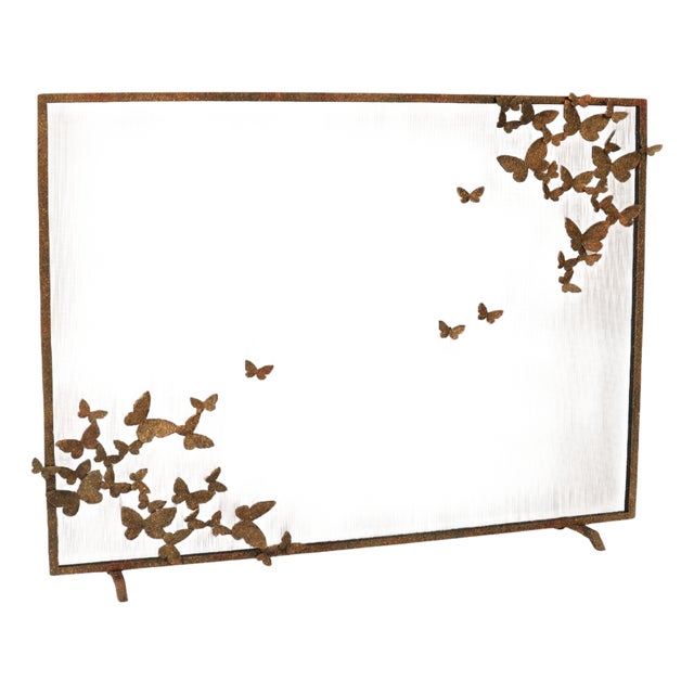 Tobacco Butterfly Fireplace Screen Lighter Version For Sale