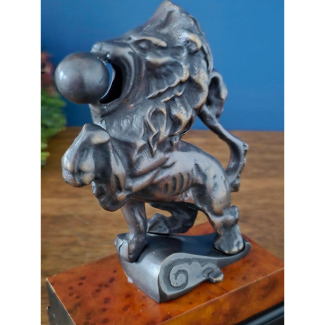 Antique Bronze & Wood Lion Bookend Pair For Sale - Image 12 of 18