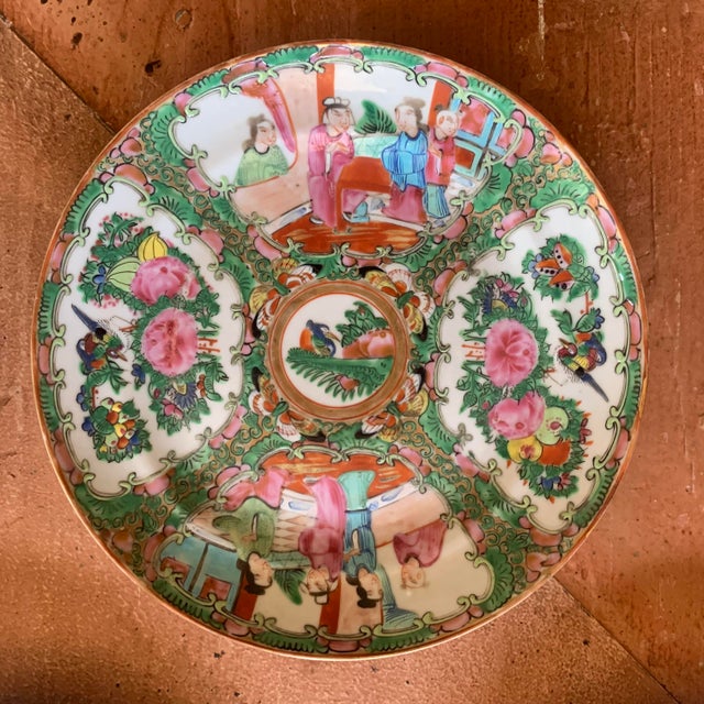 Rose Medallion Porcelain Plates, 19th Century - Set of Nine For Sale - Image 4 of 11