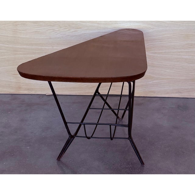 Danish Triangular Coffee Table with Magazine Rack Metal and Teak, 1960s For Sale - Image 11 of 18