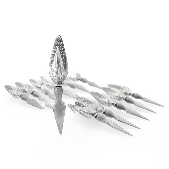 Set of 12 Mid 20th Century Figural Sterling Silver Corn on the Cob Holders For Sale - Image 11 of 12