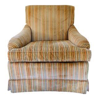 60's Vintage Stripe Velvet Club Chair For Sale