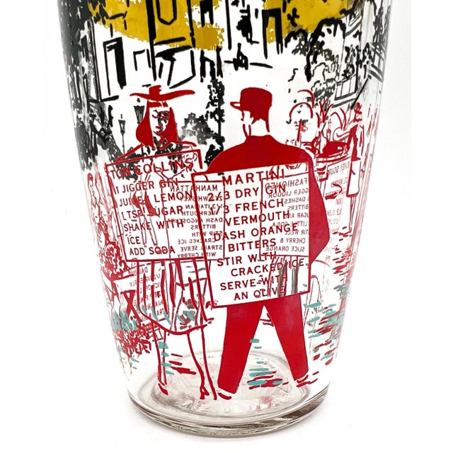 Metal Vintage French Style Paris Cocktail Shaker – Eiffel Tower Scene With Recipe Graphics For Sale - Image 7 of 14