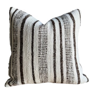 Vintage Rug Pillow Cover With Stripes For Sale