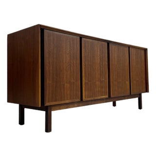 Simple + Classic Walnut Mid Century Modern Credenza / Media Stand / Sideboard by Dillingham, C. 1960's For Sale