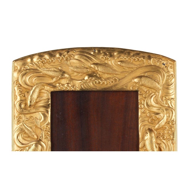 Japanese Meiji Dore Koi Fish Picture Frame. Frame features a lively school of Koi fish swimming through swirling currents...