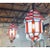 Art Deco-Style White Milk & Red Glass & Bronze Chandelier, Pendant or Lantern For Sale - Image 4 of 18