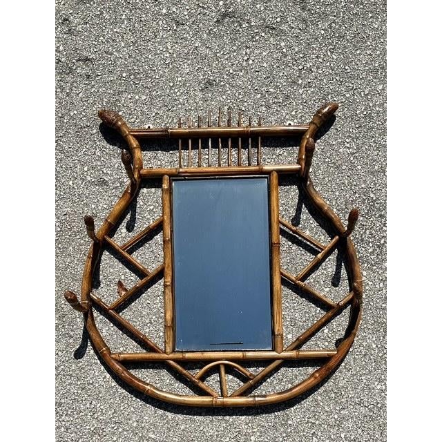 Vintage Tortoise Bamboo Hall Mirror For Sale In West Palm - Image 6 of 12