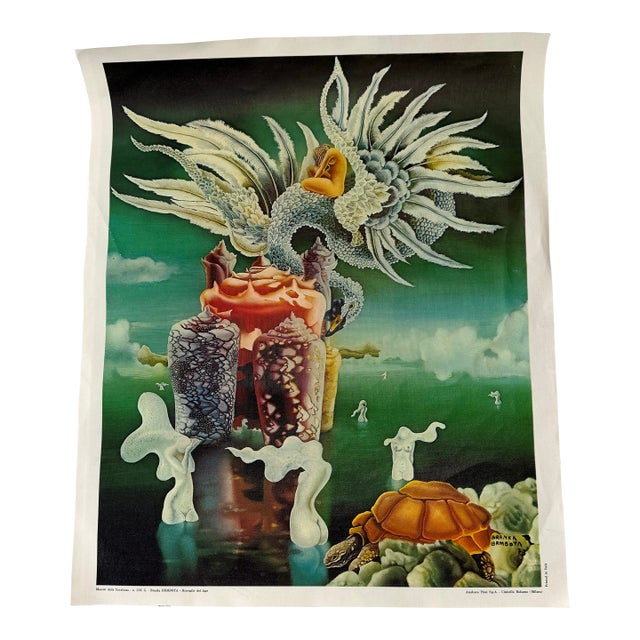 Vintage 1973 Hand-Signed Branka Brmbota Surrealist Print - Salvador Dali Tribute - Amilcare Pizzi Milano For Sale