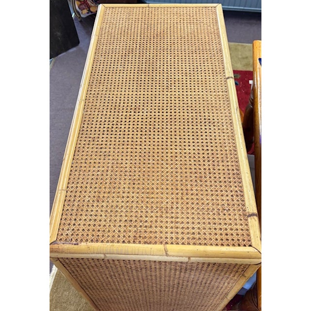 Mid-Century Modern Mid Century Caned Bamboo Wood Dresser, Chest of Drawers For Sale - Image 3 of 7