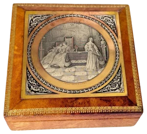 Decorative or Jewelry Box in Wood & Leather, France, 19th Century