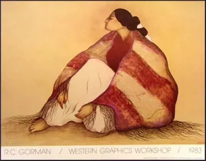 1983 RC Gorman "Woman From Window Rock" Vintage Unframed Western Poster Print
