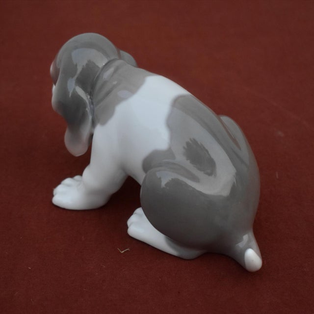 Ceramic Vintage Lladro Porcelain Beagle Puppy Dog Figurine Grey White Glossy Spain Retir For Sale - Image 7 of 15