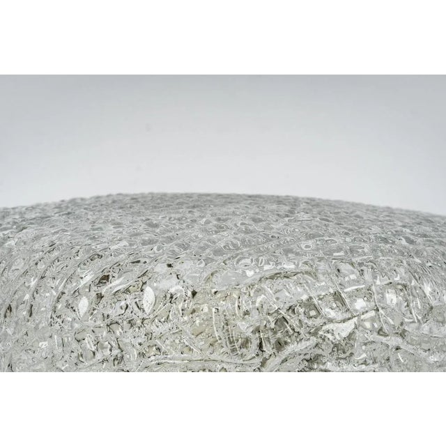 Big Round Murano Ice Glass Flush Mount from Kaiser, Germany, 1970s For Sale - Image 4 of 7