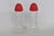 Mid 20th Century Mid Century Modern Pressed Glass Salt and Pepper Shakers Pair of 2 With Red Tops For Sale - Image 15 of 15
