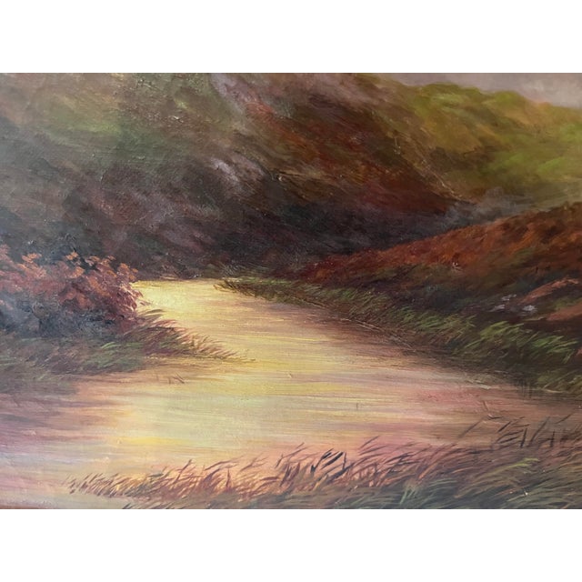 Vintage Oil on Canvas Landscape Painting From a Studio in the Hudson Valley For Sale - Image 4 of 8