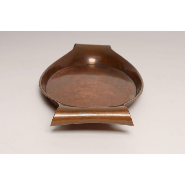 Sculptural Arts and Crafts Copper Gondola Oval Tray Attributed to w.a.s. Benson For Sale - Image 4 of 15