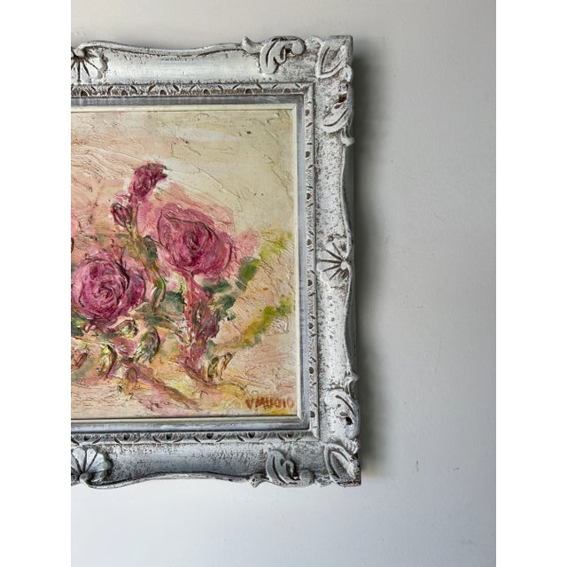 Wood 70's V Muoio Heavy Impasto Impressionist Still Life Painting For Sale - Image 7 of 12