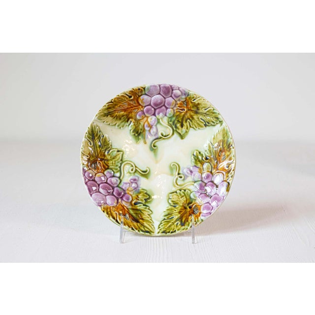 Ceramic French 19th Century Majolica Grape Plates with Their Leaves, Seven Available For Sale - Image 7 of 10