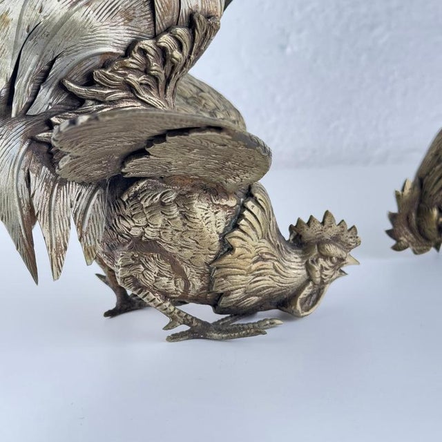 Vintage Italian Brass Foraging Roosters from Gucci, 1950s, Set of 2 For Sale - Image 4 of 10