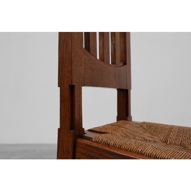 Early Art Deco Oak & Wicker Dining Chairs, Belgium, 1915, Set of 4 For Sale - Image 13 of 18