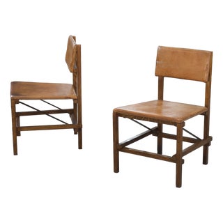 Oak and Leather Chairs in the style of Gerrit Rietveld, 1960s, Set of 2 For Sale