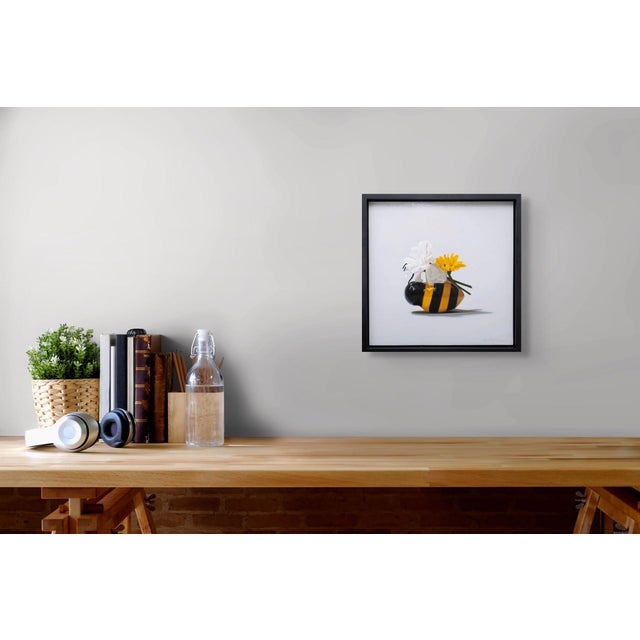 Early 21st Century The Tireless Bee by Karina Rodríguez | Oil on wood panel Still life of a bee with flowers. For Sale - Image 5 of 5