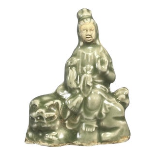 Antique Chinese Celadon Ceramic Figurine, Collectible For Sale