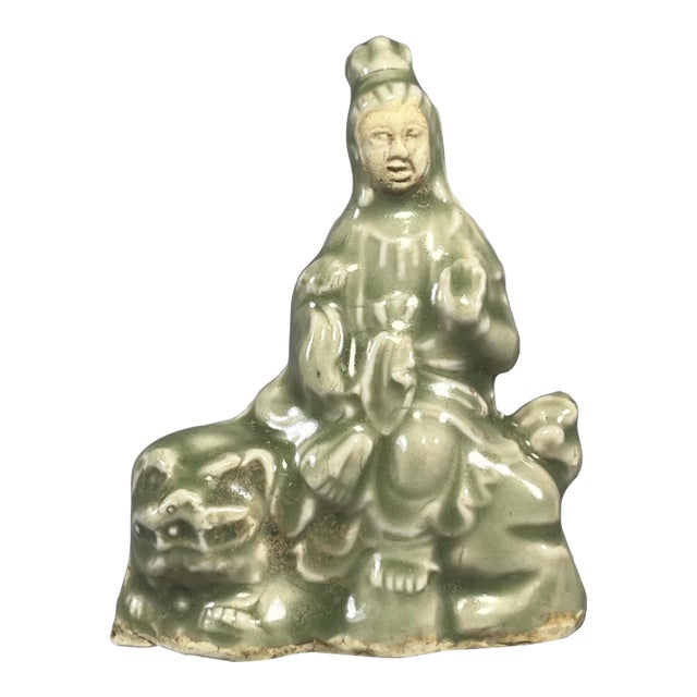 Antique Chinese Celadon Ceramic Figurine, Collectible For Sale