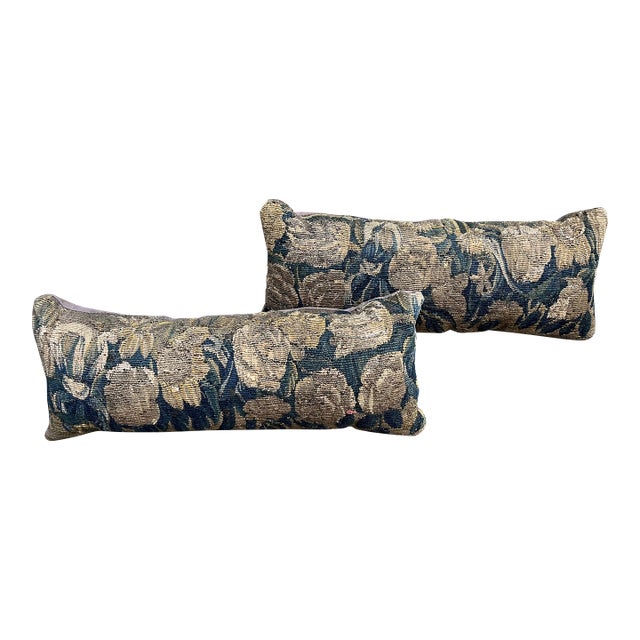 A Pair of 18th Century Pillow With Tapestry and Flower Design For Sale