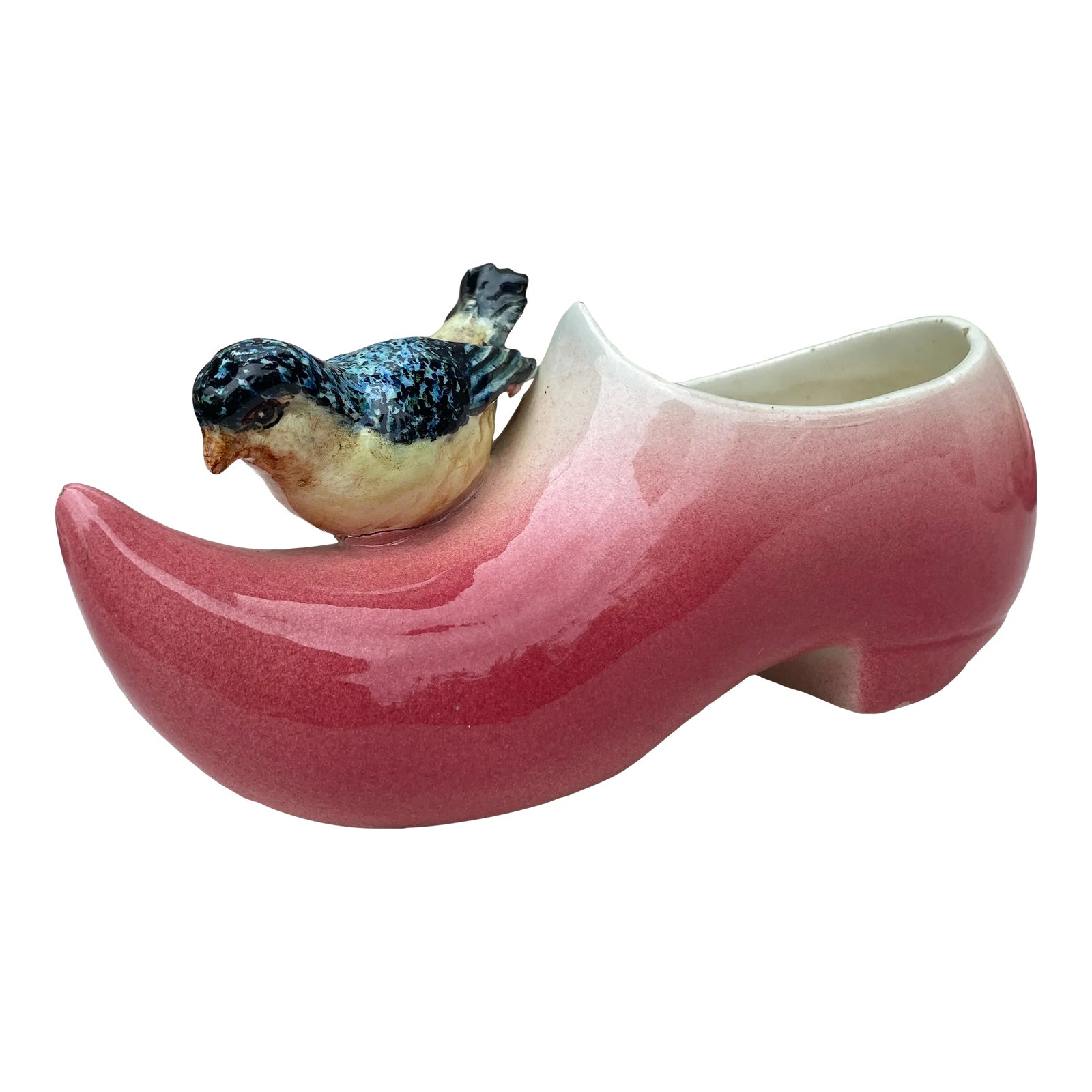 Majolica Clog & Bird Massier, Circa 1890 | Chairish