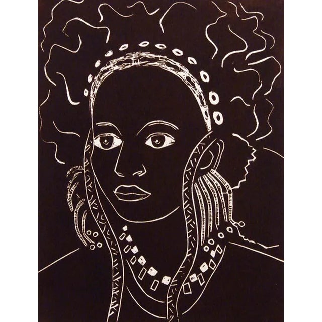 "Princess in Braids" 1978 Unframed Original Limited Edition Linocut on Paper by Lester Hines LINOCUT. An abbreviation of...