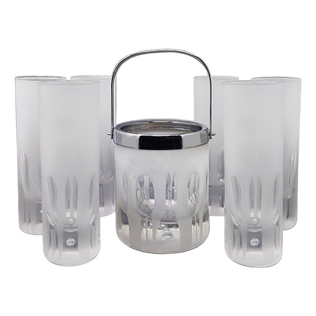 Ice Bucket from Kristal, Italy, 1960, Set of 7 For Sale