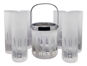 Ice Bucket from Kristal, Italy, 1960, Set of 7
