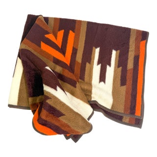Vintage Retro Earth Tone Southwestern Geometric Plush Throw Blanket For Sale