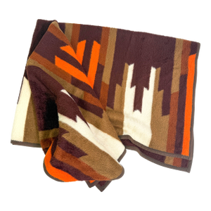 Vintage Retro Earth Tone Southwestern Geometric Plush Throw Blanket