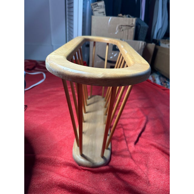 Mid-Century Modern Vintage Arthur Umanoff Style Wooden Magazine Rack For Sale - Image 3 of 10