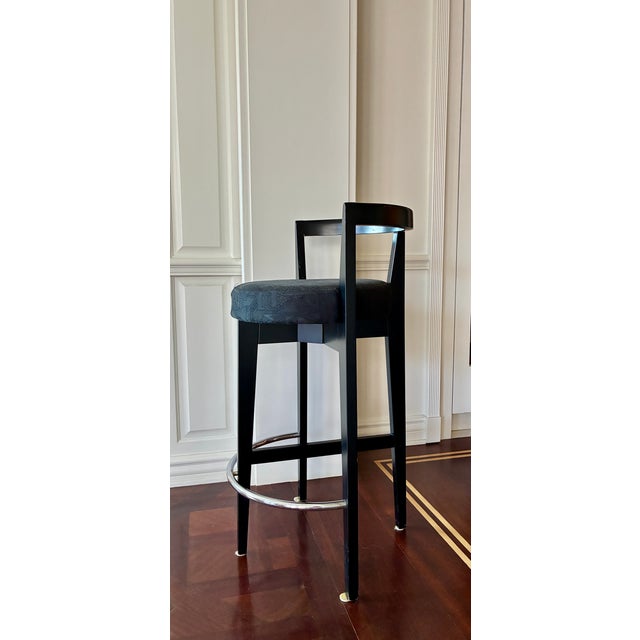 Pace Pace Collection Bar Stools — Set of 3 — Black Lacquer & Chrome For Sale - Image 4 of 12