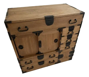 Antique Japanese Choba Tansu Merchant Chest With Hidden Compartment