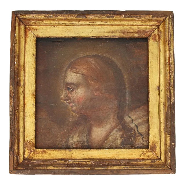 17th Century Baroque Mary Magdalene Painting, Oil on Wood, Portuguese For Sale