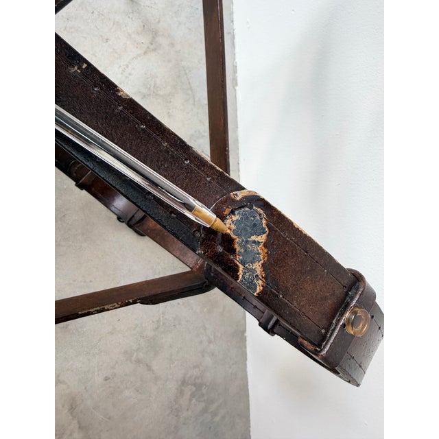 Jacques Adnet / Hermès Style Trompe L’Oeil Faux Leather Strap Side Table With Glass Top For Sale - Image 10 of 12