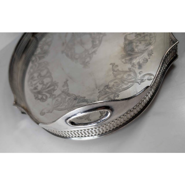 20th Century American Silverplate Cocktail Serving Tray With Gallery, Lawrence B. Smith Co. Boston For Sale - Image 10 of 15