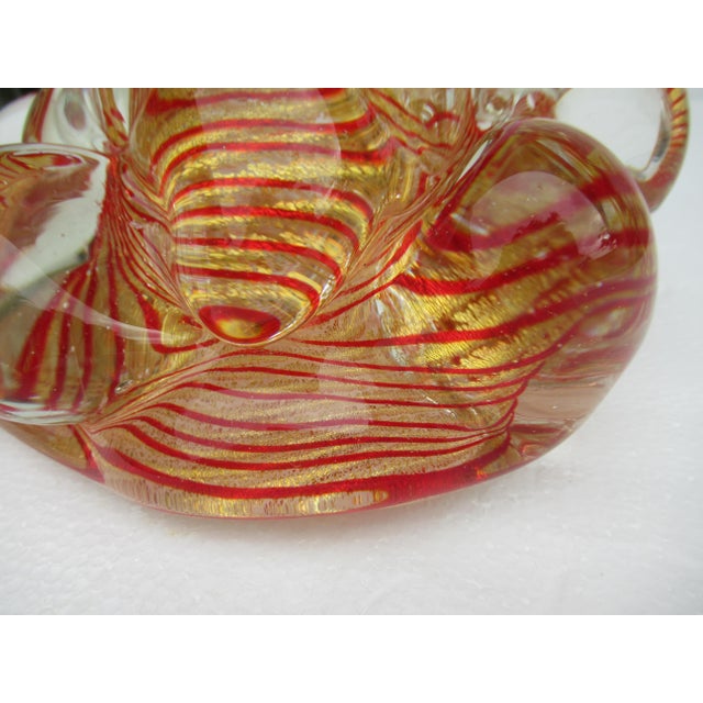 C.1960's Barovier E Toso Italian Murano Large Thick Red, With Gold Leaf Inclusions "Zebrati" Bowl For Sale - Image 13 of 18