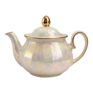 Vintage Wade England Pearl Wedding Lustreware Teapot – Iridescent Crackle Glaze Gold Trim